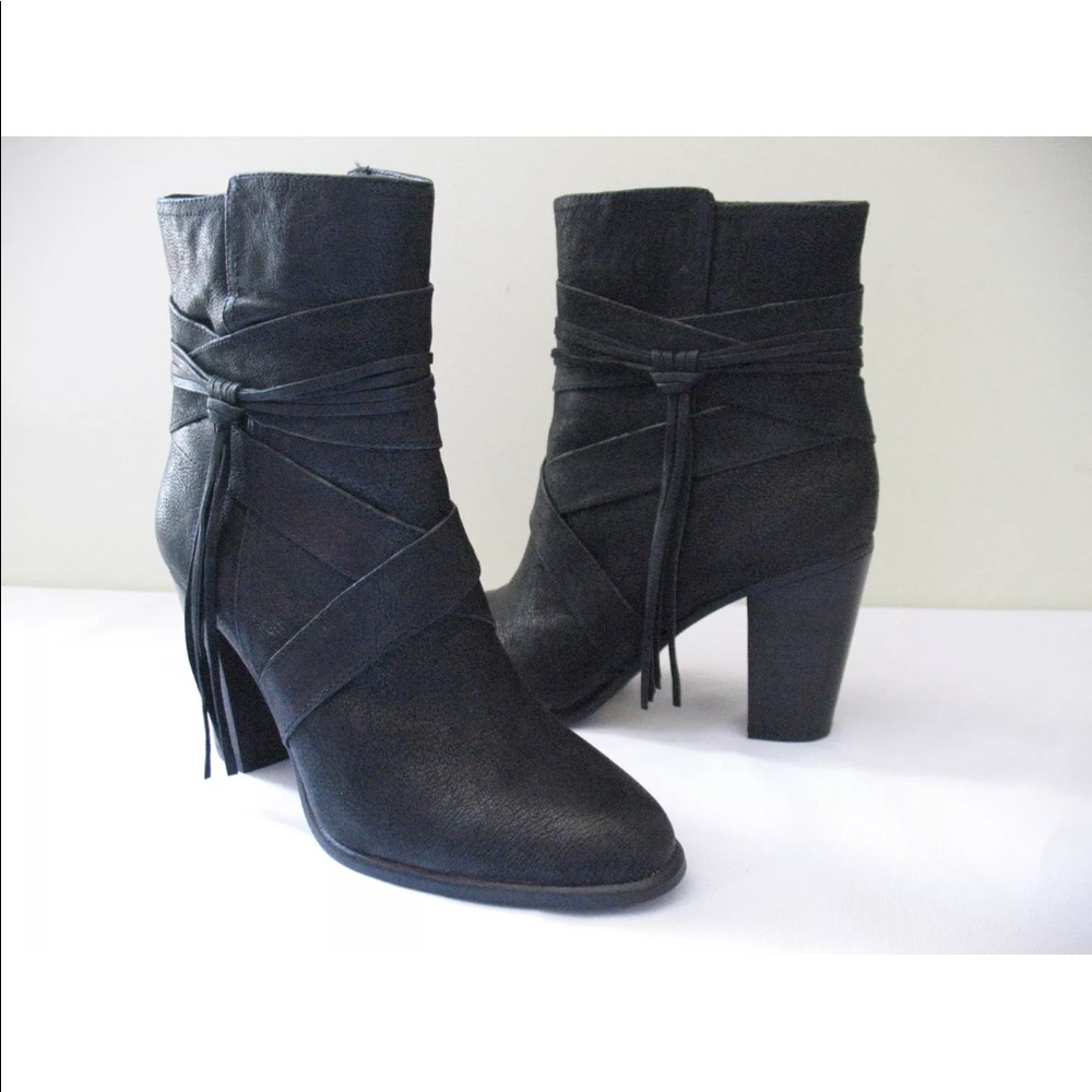 Vince Camuto Leather Heel Booties Fringe